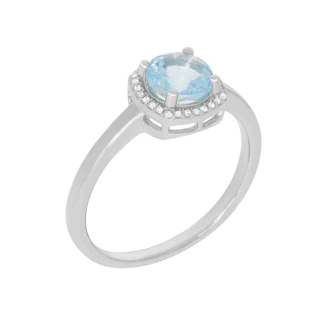 Round Aquamarine with a Halo Engagement Ring PD31345ALR AQUAMARINE